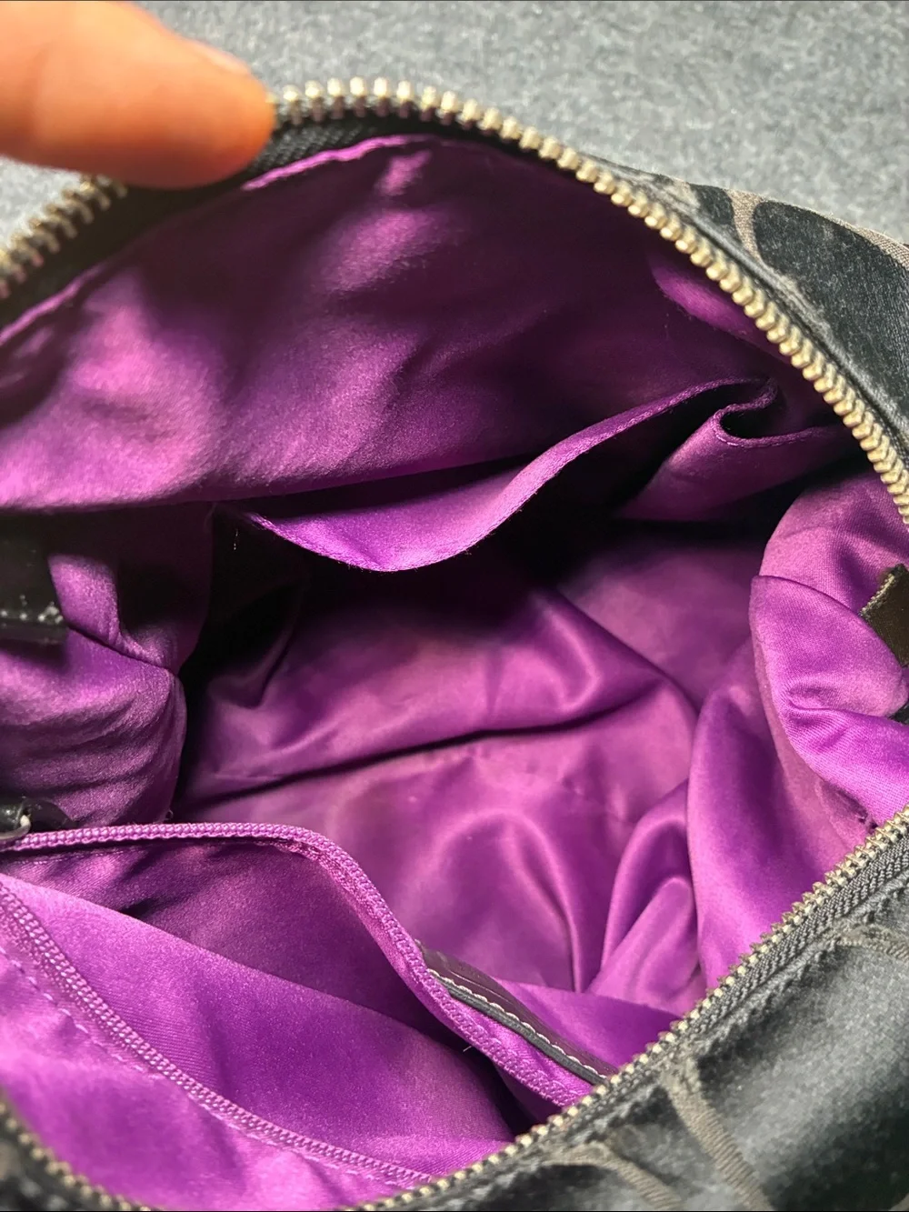Coach poppy HOBO Black and Royal Purple interior Signature Shoulder Bag